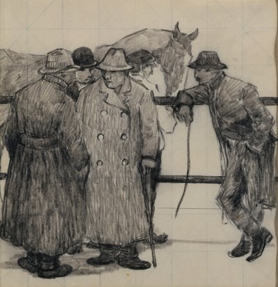 Studie für die Pferdehändler, ca. 1917 von Robert Polhill Bevan